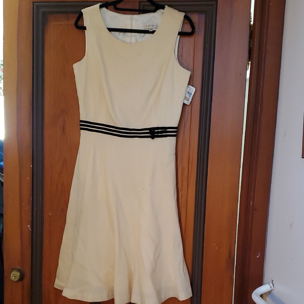 Helena Cream A-Line Midi Dress for Wedding Guest